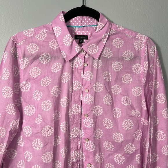 Talbots COTTON BUTTON FRONT SHIRT - TREE OF LIFE sz M - Picture 5 of 11